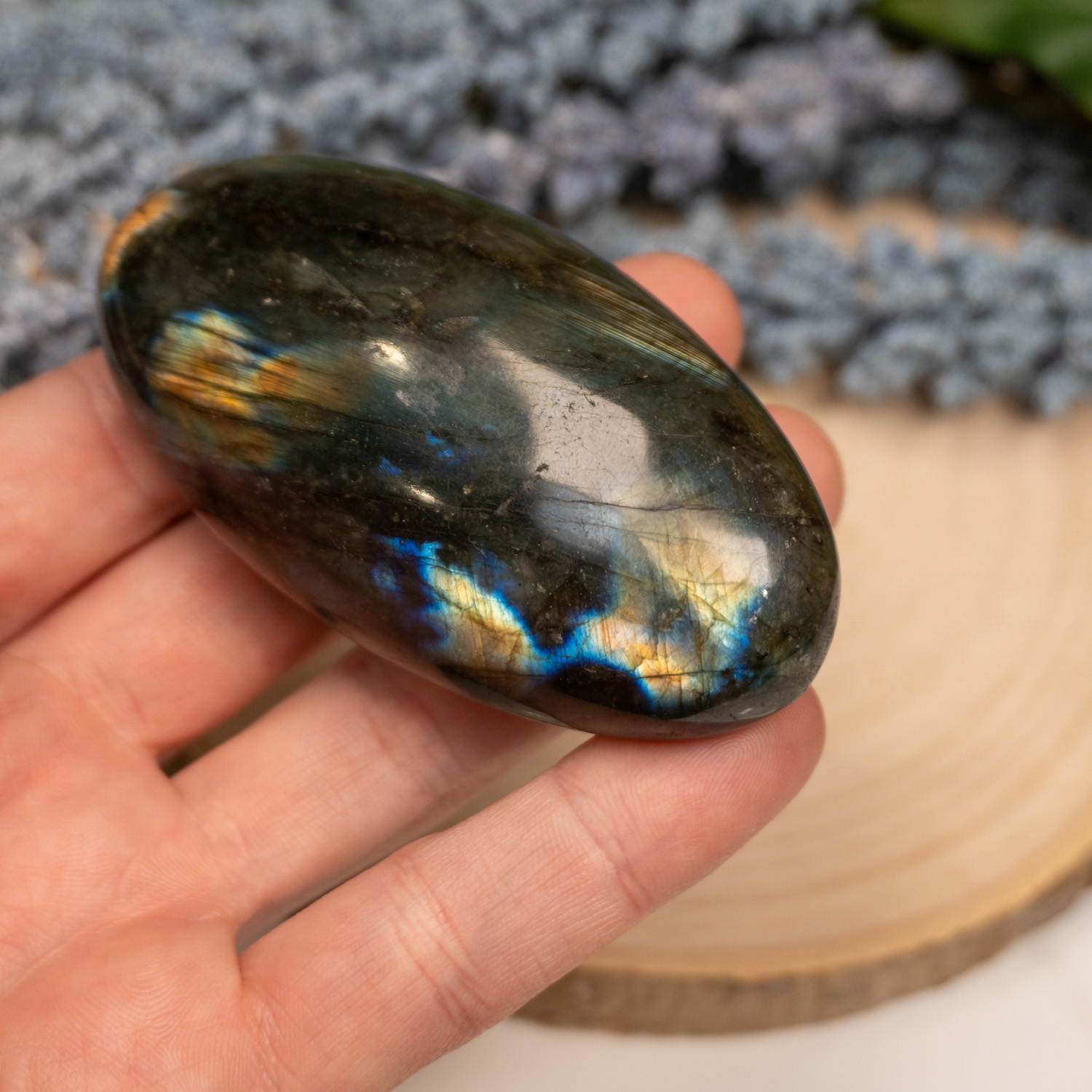 High Flash Labradorite Palmstone The Crystal Council