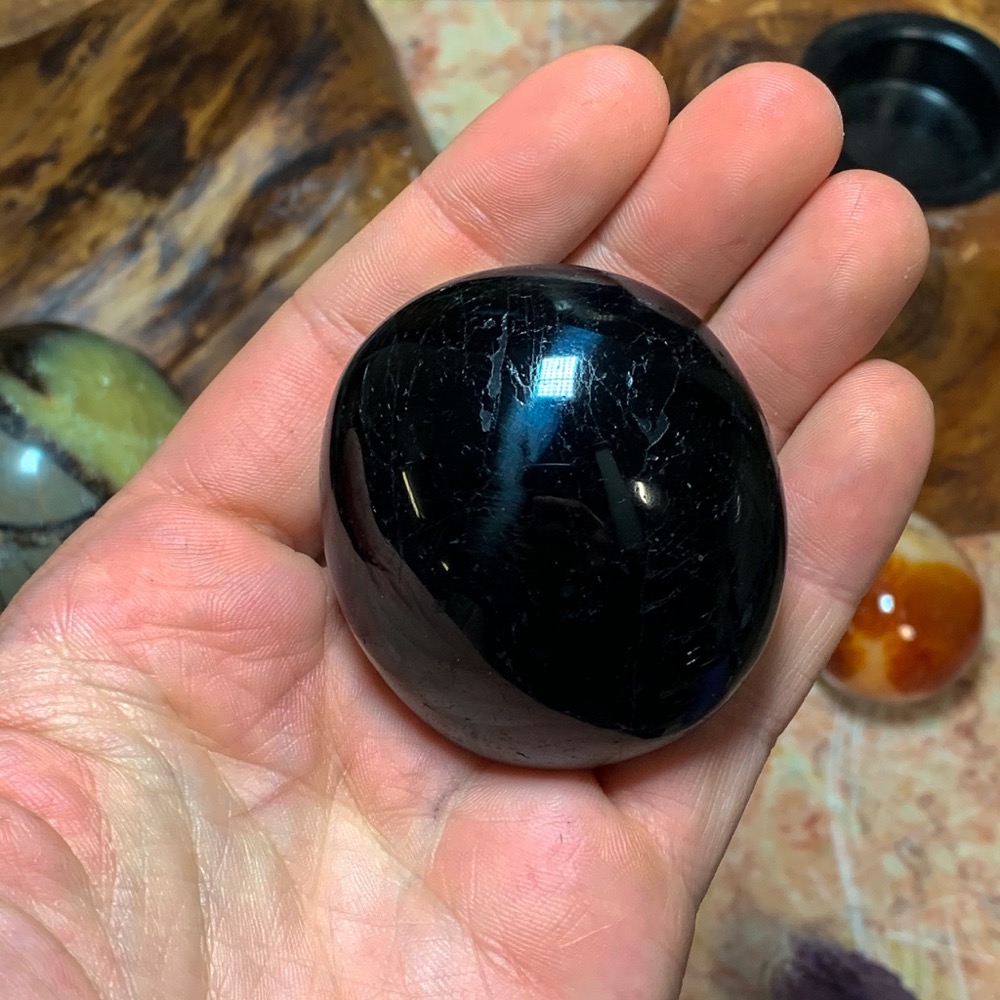 Black Tourmaline Palm Stone The Crystal Council