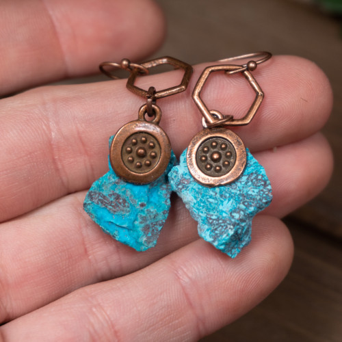 Shattuckite Dangling Earrings