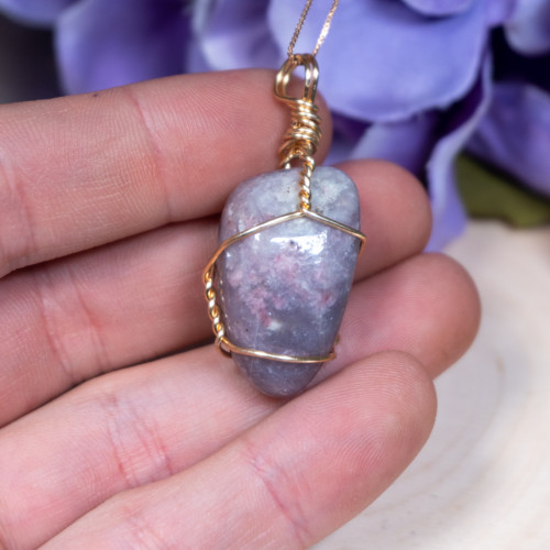 Pink Tourmaline in Lepidolite Necklace #1