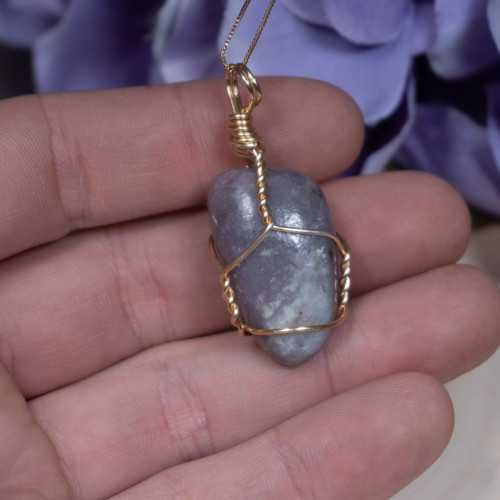 Pink Tourmaline in Lepidolite Necklace #1