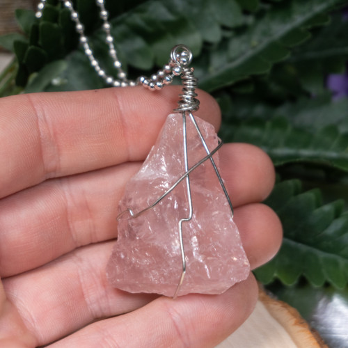 Raw Rose Quartz Necklace