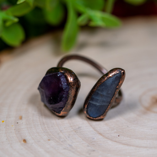 Fluorite and Labradorite Ring