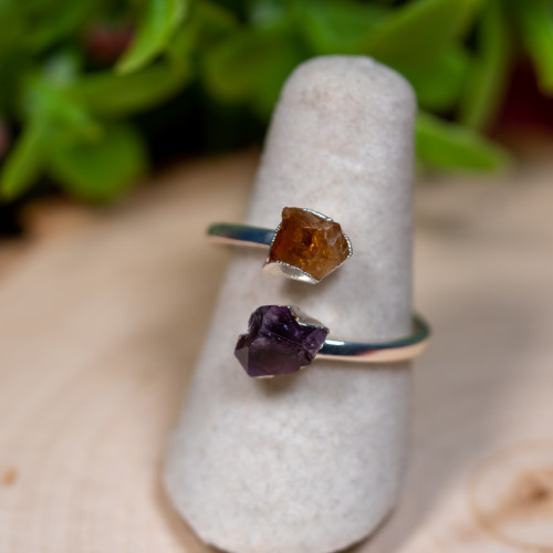 Small Citrine and Fluorite Ring