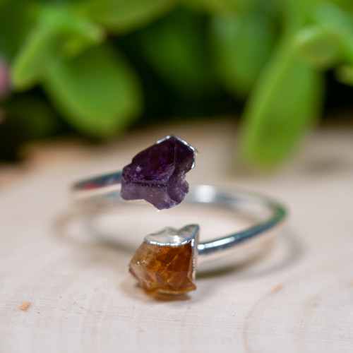 Small Citrine and Fluorite Ring