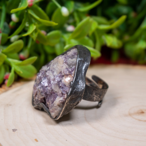 Raw Lepidolite Ring #2