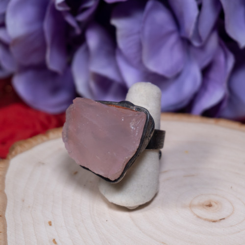 Raw Rose Quartz Ring #1