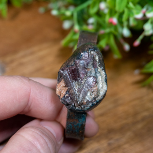 Raw Pink Tourmaline Cuff Bracelet