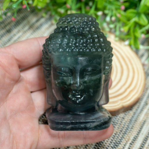 Green Fluorite Buddha Head