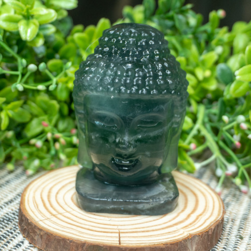 Green Fluorite Buddha Head