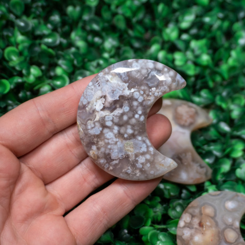 Flower Agate Crescent Moon