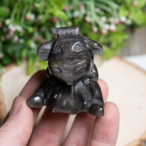 Silver Sheen Obsidian Cow