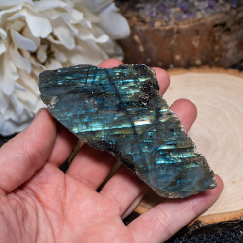 Palm Sized Half-Polished Labradorite #17