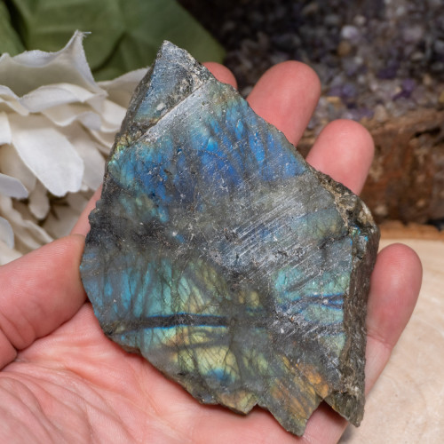 Palm Sized Half-Polished Labradorite #16