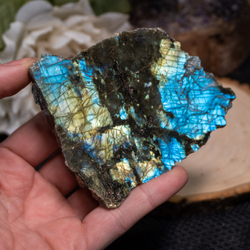 Palm Sized Half-Polished Labradorite #15