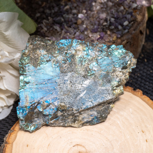 Palm Sized Half-Polished Labradorite #15