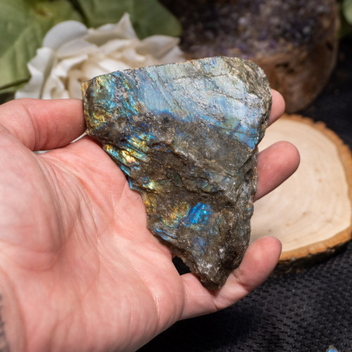 Palm Sized Half-Polished Labradorite #14