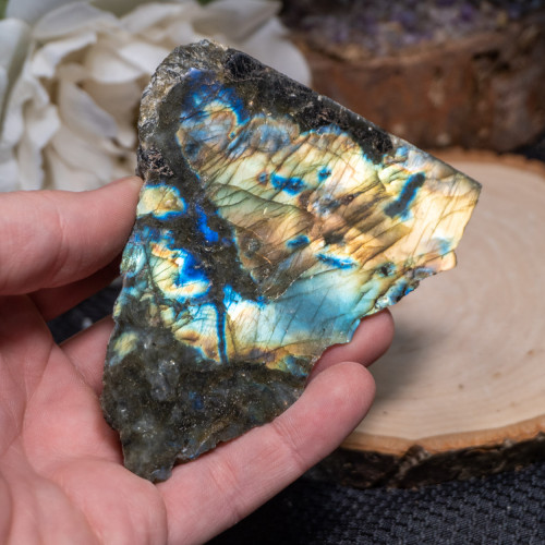 Palm Sized Half-Polished Labradorite #14