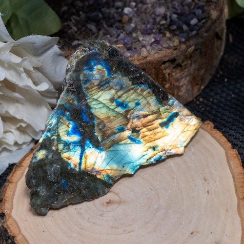 Palm Sized Half-Polished Labradorite #14