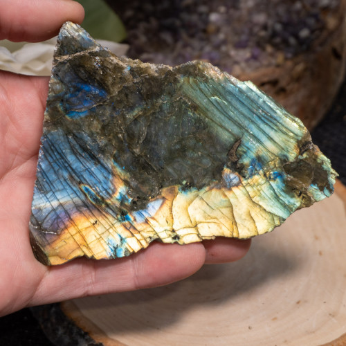 Palm Sized Half-Polished Labradorite #13