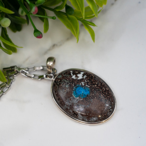 Cavansite on Sterling Silver Necklace