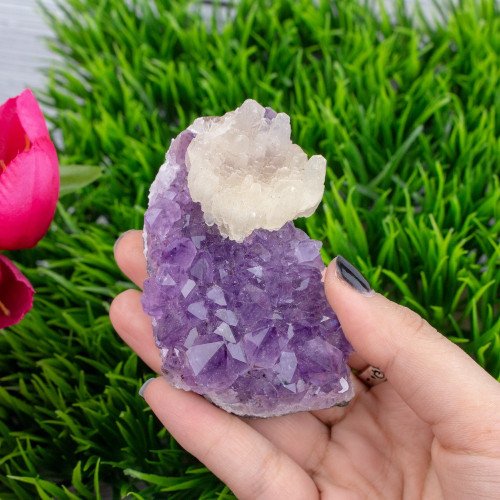 Amethyst Cluster with Calcite Inclusion