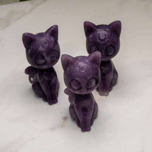 Lepidolite Luna Cat Carving