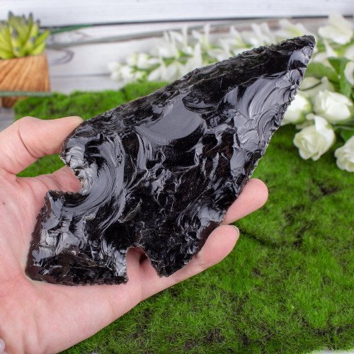 Large Black Obsidian Spear