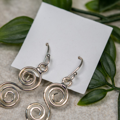 Polished Kunzite & Pink Opal Silver Dangle Earrings