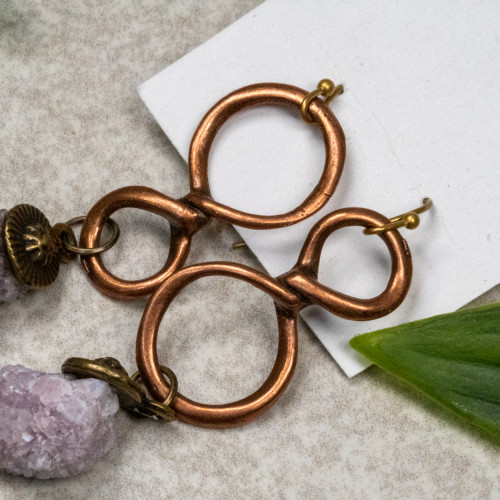 Raw Purple Selenite Copper Dangle Earrings