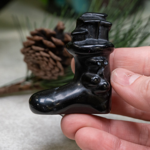 Obsidian Christmas Stocking with Gifts Carving