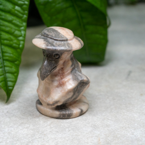 Pink Zebra Jasper Plague Doctor Carving