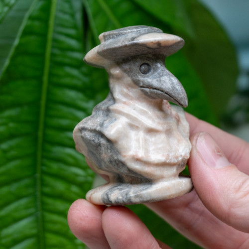 Pink Zebra Jasper Plague Doctor Carving