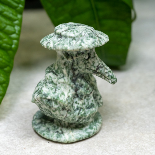 Moss Agate Plague Doctor Carving