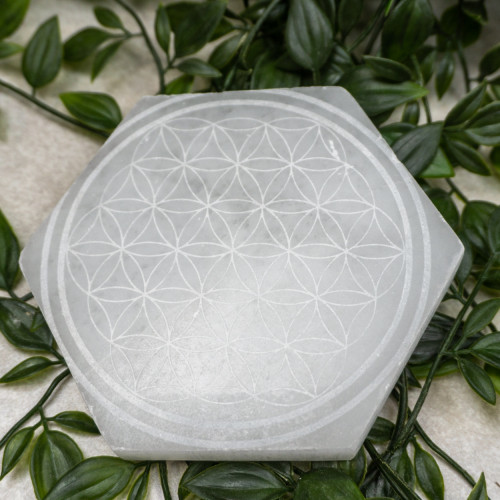Hexagon Mandala Selenite Plate