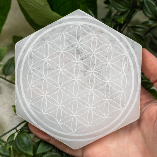 Hexagon Mandala Selenite Plate