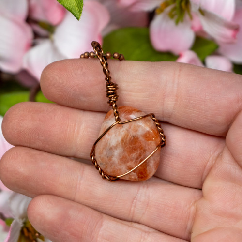 Sunstone Polished Bronze Necklace