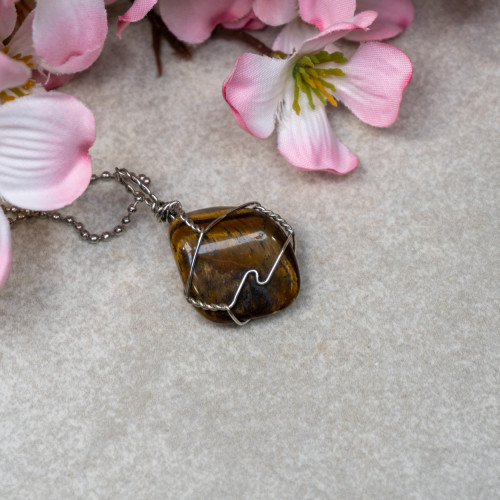 Tiger Eye Polished Silver Necklace