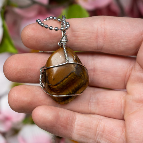 Tiger Eye Polished Silver Necklace