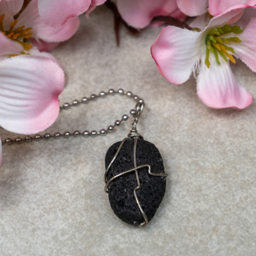 Lava Rock Silver Necklace