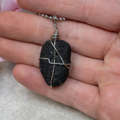 Lava Rock Silver Necklace