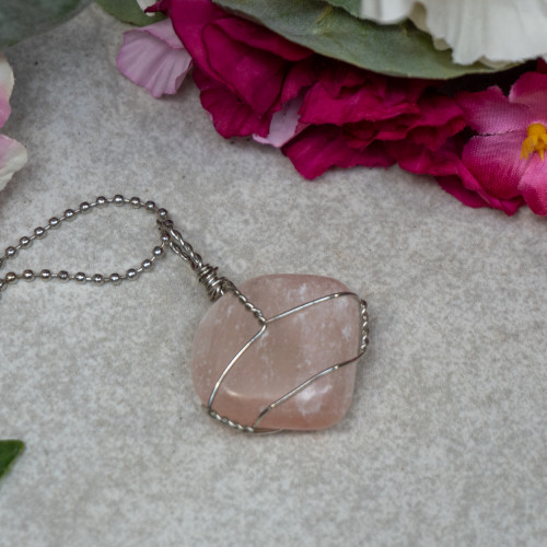 Pink Calcite Silver Necklace #1