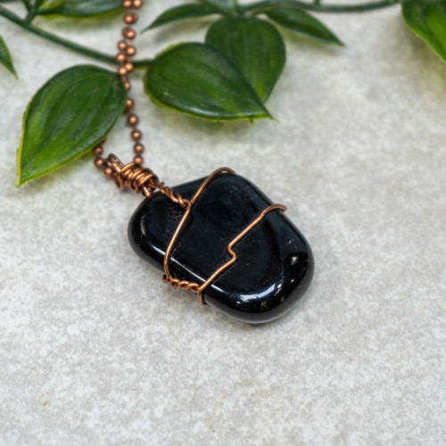 Obsidian Polished Bronze Necklace #2