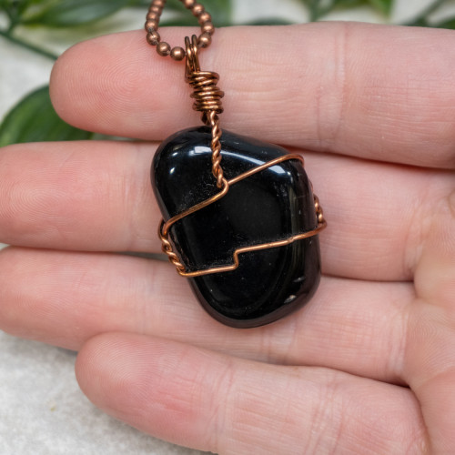 Obsidian Polished Bronze Necklace #2