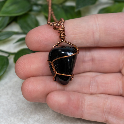 Obsidian Polished Bronze Necklace #1