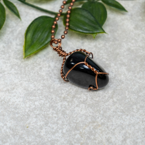 Obsidian Polished Bronze Necklace #1