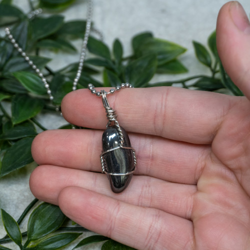 Hemitite Polished Silver Necklace