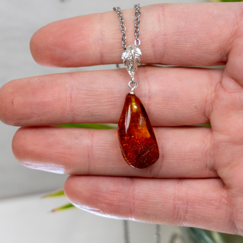 Amber Pendant Necklace #9