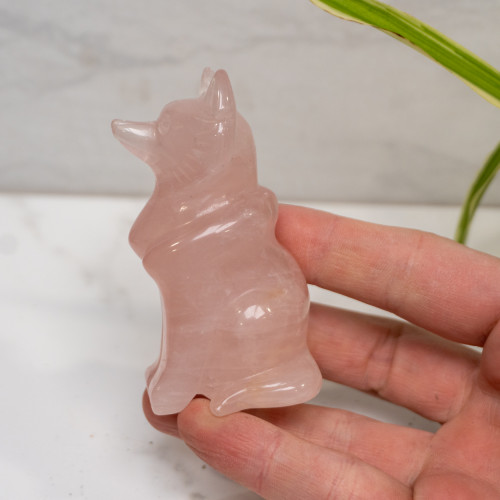 Rose Quartz Wolf Carving