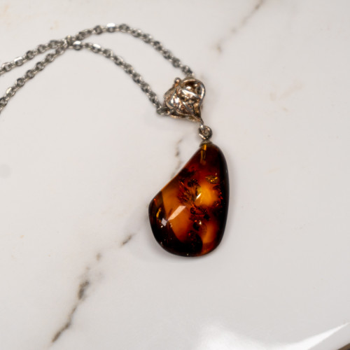 Amber Pendant Necklace #7